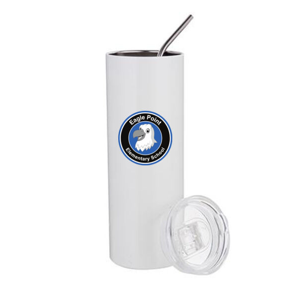 20 Oz Stainless Steel Tumbler with Straw & Lid - Sublimated Logo Thumbnail