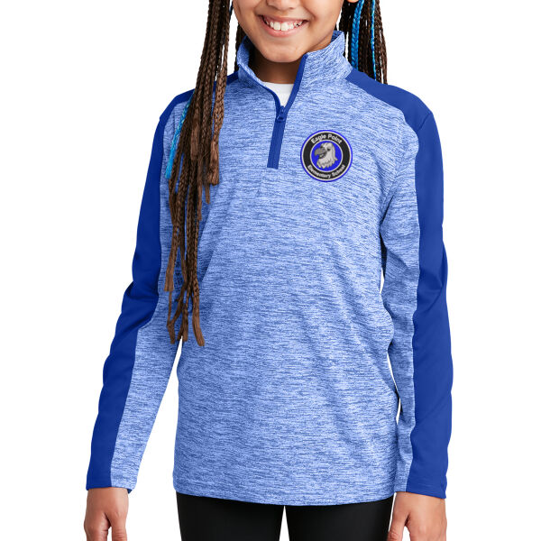 Sport-Tek ® Youth PosiCharge ® Electric Heather Colorblock 1/4-Zip Pullover - Embroidered Logo ** Add Name for $5! ** Thumbnail