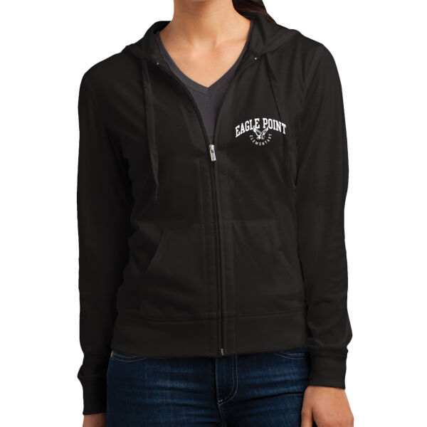 District Women's Fitted Jersey Full Zip Hoodie - Printed Logo Thumbnail