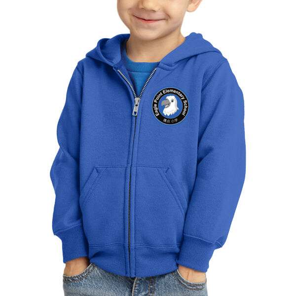 Port & Co® Toddler Core Fleece Full-Zip Hooded Sweatshirt || EAGLE - Embroidered Logo Thumbnail